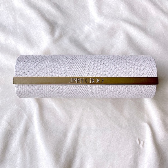Jimmy Choo White Snakeskin Embossed Hard Shell Sunglasses Case - Picture 1 of 8